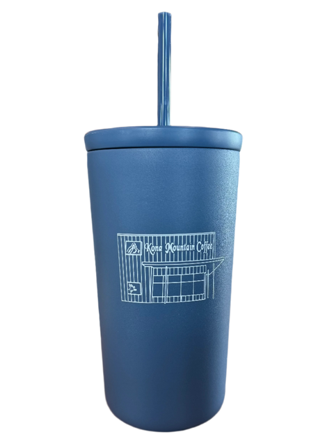 Kona Mountain Coffee Stainless Steel Blue Tumbler